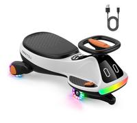 Umatoll Coche Eléctrico 12V para Niños con Pedal, Pantalla, Batería Recargable, Luz LED, Bluetooth, Ruedas Iluminadas, Antivuelco, 2 Velocidades, Juguete, Regalo +3 Años, Carga Máxima 68 kg