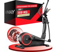 UMAY Bicicleta estática para casa, 16 Niveles de Resistencia, Entrenador elíptico magnético silencioso, Longitud de la Entrepierna 40 cm, Asas de frecuencia cardíaca, Pantalla LCD, Capacidad de Carga