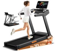 UMAY Cinta de Correr Plegable con Inclinación 16%, 14 KM/H Cinta de Andar con Frecuencia Cardíaca, 3.5HP Caminadora Electrica para Casa con Pantalla LED, Capacidad de 180kg, Emparejado con Ruedas