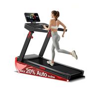 UMAY Cinta de Correr Plegable con Inclinación Automática del 20%, 14 KM/H Consola Ajustable en 4 Niveles, Motor Silencioso de 3,5 CV, Máquina para Correr en Casa, Peso Máximo Soportado 180 KG