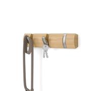 Umbra Voltear Estante Flotante montado en la Pared: Percha Moderna, Elegante y Ahorra Espacio con Ganchos retráctiles para Colgar Abrigos, Bufandas, Bolsos y Mucho más, Natural, 3 Hooks