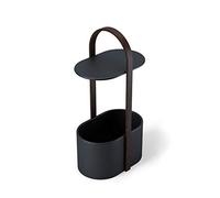 Umbra Bellwood Mesa auxiliar, almacenamiento y cables, Negro/Nogal | Acero y madera, base como contenedor, gancho para dispositivos