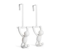 Umbra Buddy Gancho para Puerta Doble, Sin Taladro, Blanco | Se adapta a 4 cm de grosor, fácil instalación, plástico ABS