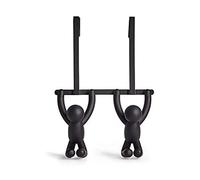 Umbra Buddy Gancho para Puerta Doble, Sin Taladro, Negro | Instalación fácil, soporta 2.3 kg, grosor máximo 4 cm, diseño original, plástico