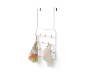 Umbra Estique colgador de puerta multifuncional con 14 ganchos, sin perforar sobre la puerta, organizador múltiple, colgador de pared, blanco