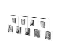 Umbra Exhibit Marcos de Fotos, Galería Ajustable, Set 9, Negro | Acero, soportes móviles, reduce daños en pared, incluye montaje, nueve fotos 13x18 y cinco de 20x25