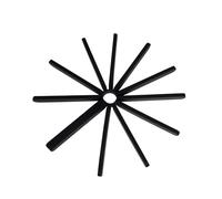 Umbra fanfarria de silicona salvamanteles, juego de 2 - negro multiusos extensible de cocina redonda (se pliega para almacenamiento compacto - Protege tu mesa de comedor o cocina contador cuando servir platos calientes
