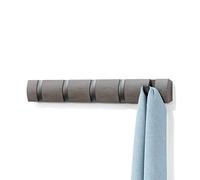 Umbra Flip Perchero de pared con 5 ganchos extraíbles, Álamo, Gris/Peltre