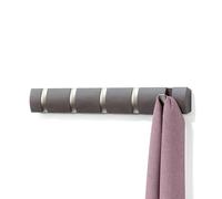 Umbra Flip Perchero de pared con 5 ganchos extraíbles, Álamo, Madera flotante/Níquel