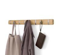 Umbra Perchero de pared Flip – Madera de fresno, 8 ganchos extraíbles, Natural