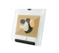 Umbra Flute Marco de fotos vidrio estriado, 10x15 cm, de mesa, Negro | Borde de vidrio acanalado que capta la luz, caballete de metal, formatos de foto estándar, para cómoda o escritorio