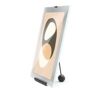 Umbra Flute Marco de fotos vidrio estriado, 20x25 cm, de mesa, Negro | Borde de vidrio acanalado que capta la luz, caballete de metal, formatos de foto estándar, para cómoda o escritorio