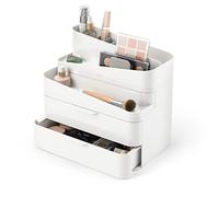 Umbra Glam Organizador de cosméticos, Caja de Almacenamiento Modular con 3 cajones y separadores extraíbles, Blanco, tamaño