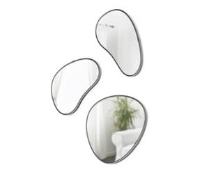 Umbra Hubba Pebble Juego de 3 Espejos Decorativos, Titanio metálico