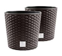 Umbra - Macetero (2 unidades, imitación de ratán, plástico, incluye macetero, diámetro de 25 cm)