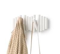 Umbra Piquete 5 Ganchos para Colgar en la Pared, combina útil y Arte, Clavijas de Pino biseladas, Blanco, 5 Hooks