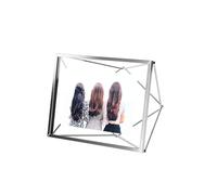 Umbra Prisma Marco de Fotos Flotante, 10x15cm, Cromo | Acero, diseño de alambre geométrico, uso vertical u horizontal, incluye dos cristales, montaje pared o escritorio