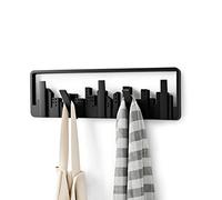 Umbra Skyline Perchero de Pared, 5 Ganchos Plegables, Negro | Montaje incluido, soporta 2.3 kg por gancho, apto para abrigos y accesorios, plástico reciclado