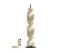 Umbra Spintile Juego de dominio apilable, diseño 10x9x13 cm, Negro | Las piedras se deslizan a lo largo de la barra curva, crece en escultura, para mesa o estante, divertido como regalo
