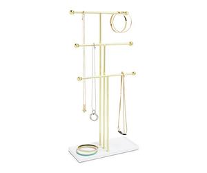 Umbra Trigem Soporte de joyería, Acero, Blanco/Dorado