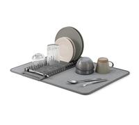 Umbra Udry Escurridor de Platos Plegable, Tapete de Microfibra, Gris Oscuro | Rejilla organizadora, alfombrilla superabsorbente, protege encimera de arañazos, lavable a máquina