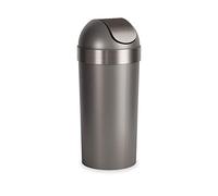 Umbra Venti - Papelera de cocina de 16,5 galones, grande, 35 pulgadas de alto, para uso en interiores, exteriores o comercial, peltre, acero inoxidable 18/8