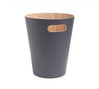 Umbra Woodrow cesto de basura moderno de madera de 7,5 litros o contenedor para basura o reciclaje, ideal para el hogar o la oficina, gris oscuro/natural