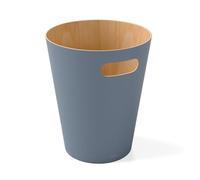 Umbra Woodrow Papelera de Madera, 7.5L, Azul pizarra | Asas integradas, interior natural, diseño duradero, fácil de transportar, para cualquier habitación