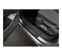 Umbrales de puerta inoxidable negro brillante compatible con Volkswagen Caddy V 2020- 'E-Power' - 2-piezas