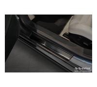 Umbrales de puerta inoxidable negro compatible con Tesla Model S 2012-2016 & Facelift 2016- 'Lines' - 4-piezas