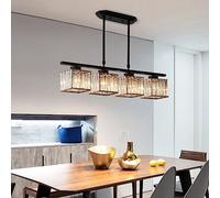 Umbratica Candelabros Dorados de Cristal lineales Largos de 3 Luces para Comedor Cuadrado Negro Colgante Lámpara Colgante Racimo Lámpara de Techo Rectangular Cocina Isla Sala de Estar Bar Café