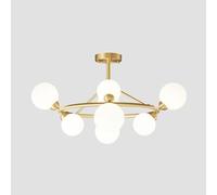 Umbratica Lámpara de araña de círculo Simple G9, lámpara de Techo Colgante de luz Moderna Dorada de 12 Cabezas, para iluminación y linternas de Dormitorio de Sala de Estar/Negro/8 Cabezas