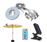 Umbrella Lights, Solar LED String Lights, Waterproof Outdoor Illumination, 8 Lighting Modes Feature, Patio Decor for Camping, Porch, Garden, Beach, Canopy, Backyard, Tents