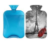 Umbrella Paris Tower Eiffel - Botella de agua caliente con tapa, 2 L, gran capacidad, bolsa de agua para noches acogedoras, alivio del dolor, espalda, cuello y hombros