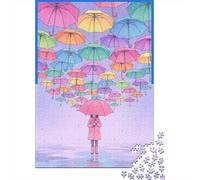 Umbrella Rompecabezas Rain 1000 Piezas de Papel Reciclado para Mujeres y Hombres Difícil y Desafiante 38x26cm/1000pcs