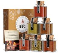 UMBRELLA® Set premium de especias para barbacoa para hombre - 6 especias BBQ ecológicas con ideas de recetas, pimienta para carne, mantequilla de hierbas y rubs BBQ para amantes de la parrilla