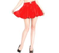 Umbrella Skirt Women Glossy PVC Red Black Faux Leather A-line Mini Skirt,Red,5XL
