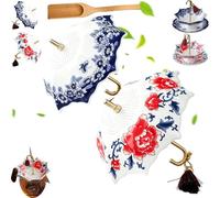 Umbrella Tea Infuser, Premium Ceramic Umbrella Tea Strainer and Filter Set, Traditional Chinese Loose Leaf Tea Filter for Kung Fu Tea, Elegant Home Decor and Gift for Tea Lovers B)