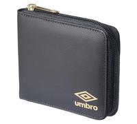 Umbro Cartera delgada minimalista con cremallera alrededor de dos pliegues para hombre, Negro/Oro
