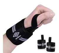 Umbro Muñequeras, con Correa para el Pulgar, Fitness y Entrenamiento de Fuerza, 2 Piezas, Negro