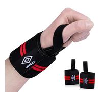Umbro Muñequeras, con Correa para el Pulgar, Fitness y Entrenamiento de Fuerza, 2 Piezas, Negro/Rojo