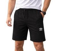 Umbro - Pantalón Corto de Hombre, Deportivo de algodón, Ideal para Boxeo, fútbol, Correr, Tenis y Gimnasio, Tiempo Libre Deportivos, Bermudas de algodón, Ligero, Negro, S