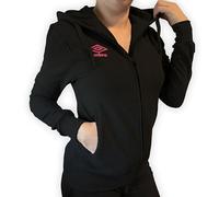 Umbro - Sudadera de Invierno para Mujer, de cálido algodón con Cremallera, con Capucha, Sudadera de chándal de Mujer de algodón Afelpado, Deportiva, casa, Gimnasio, Correr, Tiempo Libre, Negro, S