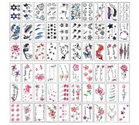 UMCHU 60 hojas de pegatinas de tatuaje para las mujeres,Acuarela flor de mariposa falsa tatuaje pegatinas,Tatuajes falsos realistas,Impermeable tatuaje temporal pegatinas