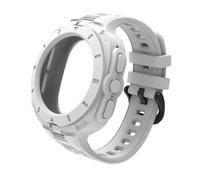 UMCNVV 2IN1 Case Silicone Watch Band for Samsung ultra 47mm Watch Sports Strap of Solid color integrated Watchbands(White)