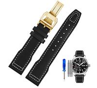 UMCNVV Correa de reloj de cuero genuino para pilotos IWC Little Prince Male Mark 18 Big Fly Portugal suave y cómoda correa de reloj de 20 mm (Color: negro blanco-dorado-Z, tamaño: 20 mm)