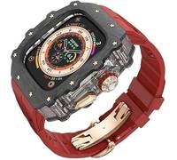UMCNVV Kit de funda de reloj transparente de fibra de carbono, para Apple Watch Ultra 2 de 49 mm, correa de reloj de lujo + funda de reloj de fibra de carbono, para iWatch Series 9/8/7/6/5/4/SE de 45