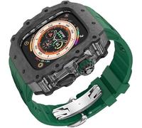 UMCNVV Kit de funda de reloj transparente de fibra de carbono, para Apple Watch Ultra 2 de 49 mm, correa de reloj de lujo + funda de reloj de fibra de carbono, para iWatch Series 9/8/7/6/5/4/SE de 45