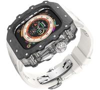 UMCNVV Kit de funda de reloj transparente de fibra de carbono, para Apple Watch Ultra 2 de 49 mm, correa de reloj de lujo + funda de reloj de fibra de carbono, para iWatch Series 9/8/7/6/5/4/SE de 45