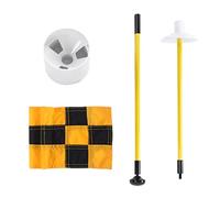UMDHAIYI Asta de bandera de golf portátil de 3 pies, asta de bandera de golf, juego de tazas con orificio para bandera, diseño de 2 secciones para interiores y exteriores (Rejilla amarilla y negra)